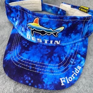 Rainbow Shark Mens Blue Alvin's Island Visor Destin Florida Tie Dye OSFA